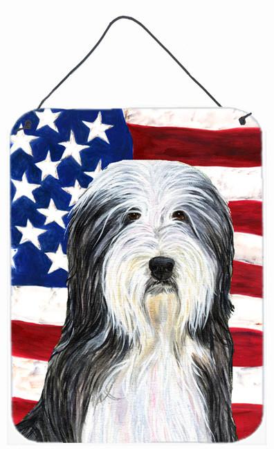 USA American Flag with Bearded Collie Wall or Door Hanging Prints by Caroline's Treasures