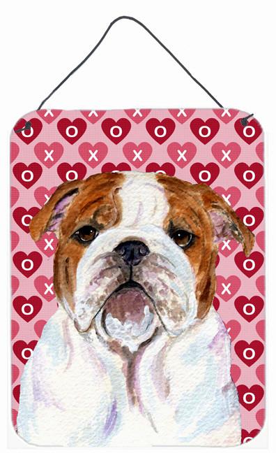 Bulldog English Hearts Love and Valentine&#39;s Day Wall or Door Hanging Prints by Caroline&#39;s Treasures
