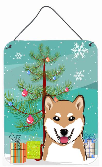 Christmas Tree and Shiba Inu Wall or Door Hanging Prints BB1597DS1216 by Caroline&#39;s Treasures
