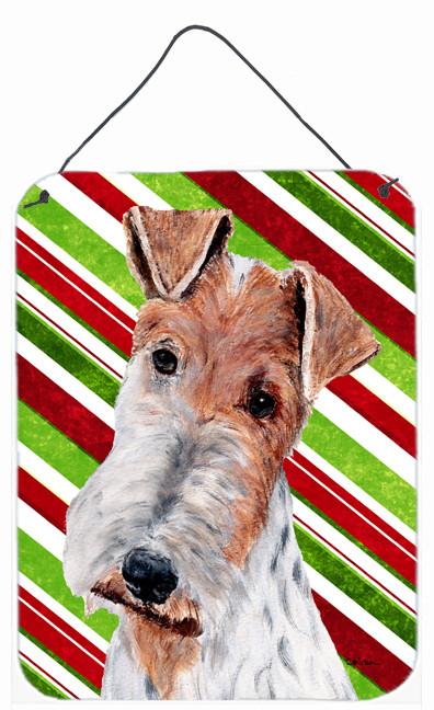 Wire Fox Terrier Candy Cane Christmas Wall or Door Hanging Prints SC9796DS1216 by Caroline&#39;s Treasures