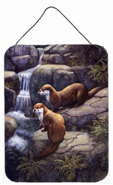 Otters by the Waterfall by Daphne Baxter Wall or Door Hanging Prints BDBA0293DS1216 by Caroline&#39;s Treasures