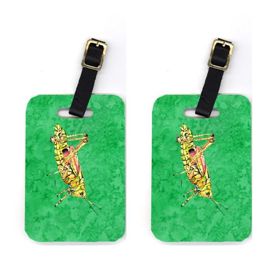 Pair of Grasshopper on Green Luggage Tags by Caroline's Treasures