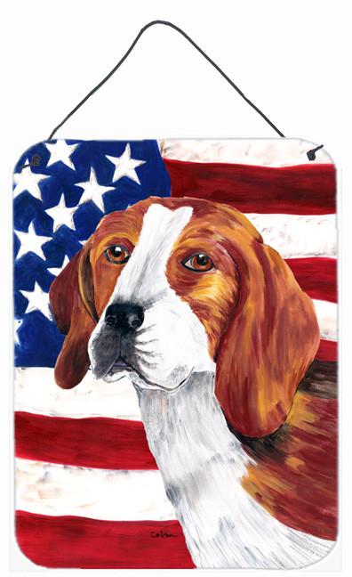 USA American Flag with Beagle Aluminium Metal Wall or Door Hanging Prints by Caroline&#39;s Treasures