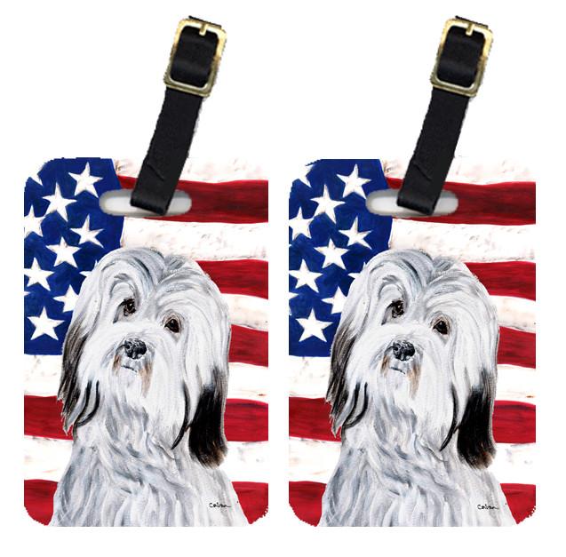 Pair of Havanese with American Flag USA Luggage Tags SC9641BT by Caroline&#39;s Treasures