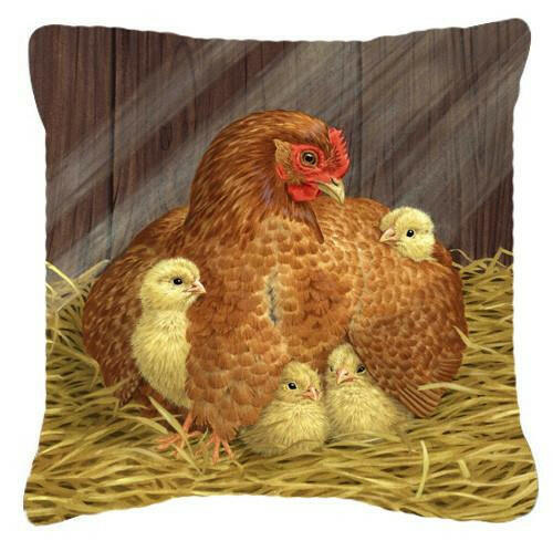 My Little Chickadees Hen with Chicks Canvas Decorative Pillow ASAD0109PW1414 - the-store.com