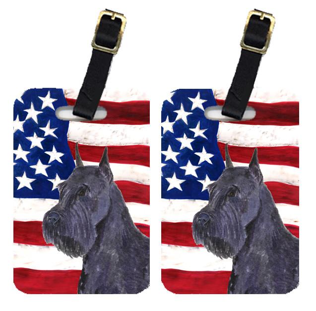 Pair of USA American Flag with Schnauzer Luggage Tags SS4007BT by Caroline&#39;s Treasures