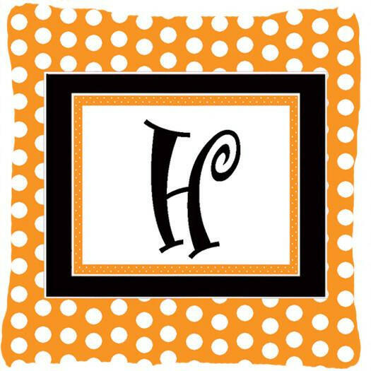 Monogram Initial H Orange Polkadots Decorative   Canvas Fabric Pillow CJ1033 - the-store.com