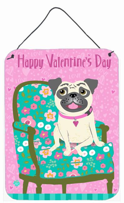 Happy Valentine&#39;s Day Pug Wall or Door Hanging Prints VHA3002DS1216 by Caroline&#39;s Treasures