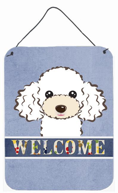 White Poodle Welcome Wall or Door Hanging Prints BB1443DS1216 by Caroline&#39;s Treasures