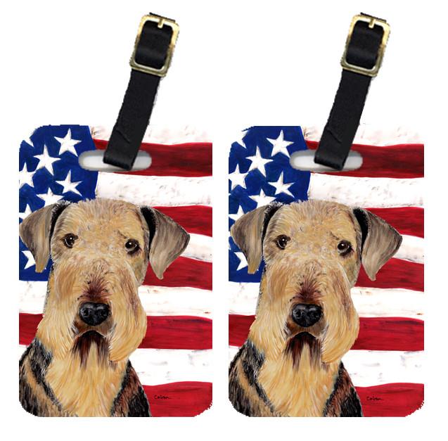 Pair of USA American Flag with Airedale Luggage Tags SC9007BT by Caroline&#39;s Treasures