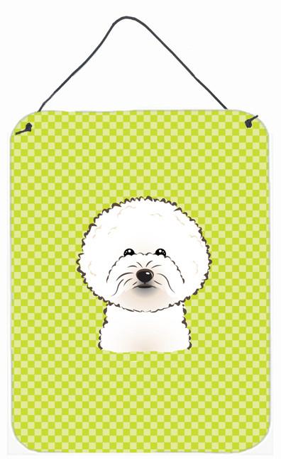 Checkerboard Lime Green Bichon Frise Wall or Door Hanging Prints BB1279DS1216 by Caroline&#39;s Treasures