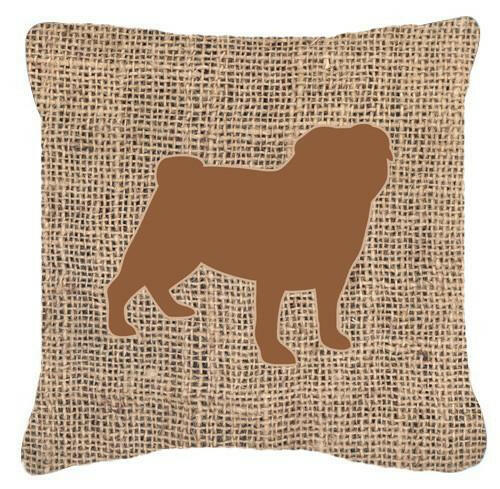 Pug Burlap and Brown   Canvas Fabric Decorative Pillow BB1112 - the-store.com