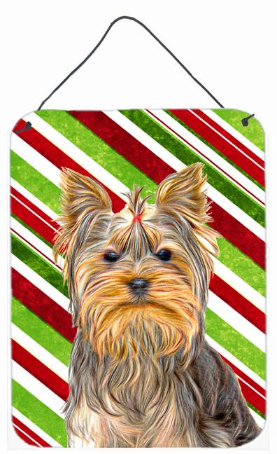 Candy Cane Holiday Christmas Yorkie / Yorkshire Terrier Wall or Door Hanging Prints KJ1170DS1216 by Caroline&#39;s Treasures