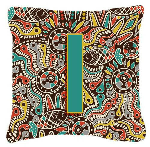 Letter I Retro Tribal Alphabet Initial Canvas Fabric Decorative Pillow CJ2013-IPW1414 by Caroline&#39;s Treasures