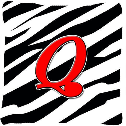 Monogram Initial Q Zebra Red Decorative   Canvas Fabric Pillow CJ1024 - the-store.com