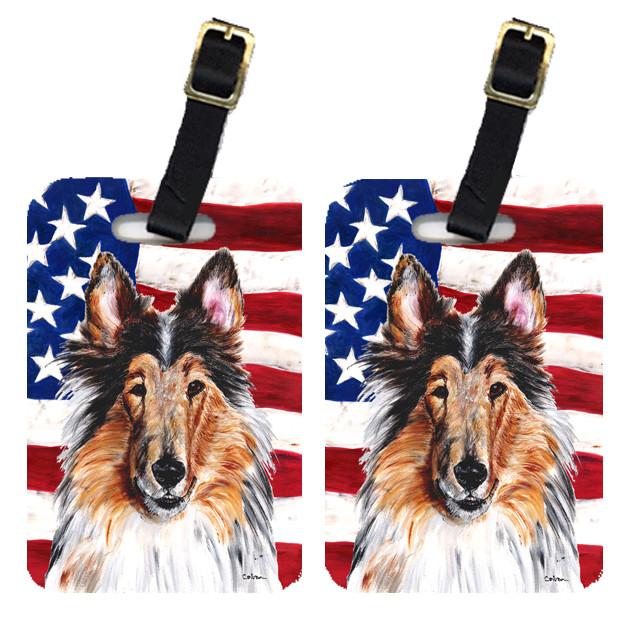 Pair of Collie with American Flag USA Luggage Tags SC9622BT by Caroline&#39;s Treasures