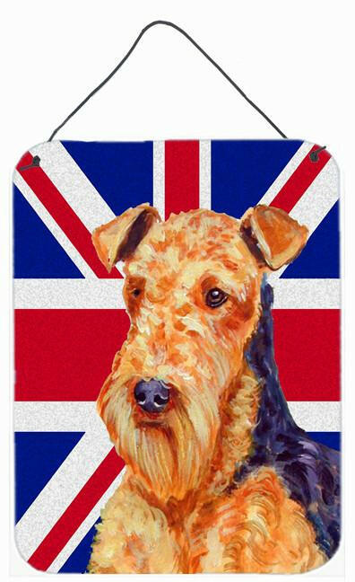 Airedale with English Union Jack British Flag Wall or Door Hanging Prints LH9488DS1216 by Caroline's Treasures