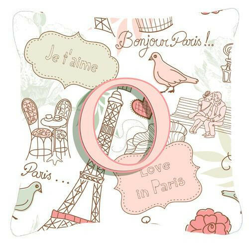 Letter O Love in Paris Pink Canvas Fabric Decorative Pillow CJ2002-OPW1414 by Caroline&#39;s Treasures