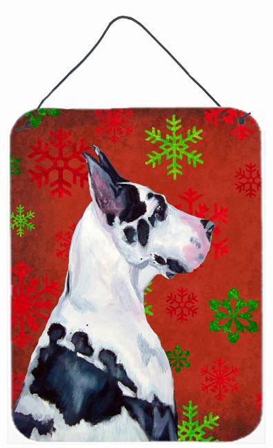 Great Dane Red Snowflakes Holiday Christmas Wall or Door Hanging Prints by Caroline's Treasures
