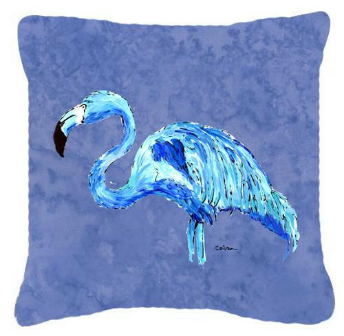 Flamingo On Slate Blue   Canvas Fabric Decorative Pillow - the-store.com