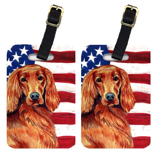 Pair of USA American Flag with Irish Setter Luggage Tags LH9028BT by Caroline&#39;s Treasures