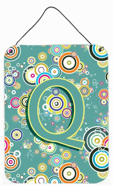 Caroline's Treasures Letter Q Circle Circle Teal Initial Alphabet Wall or Door Hanging Prints CJ2015-QDS1216