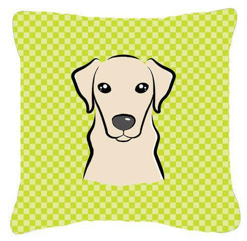 Checkerboard Lime Green Yellow Labrador Canvas Fabric Decorative Pillow BB1284PW1414 - the-store.com