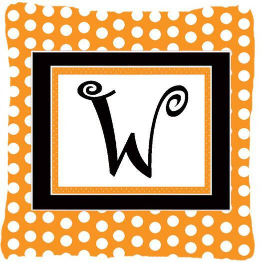 Monogram Initial W Orange Polkadots Decorative   Canvas Fabric Pillow CJ1033 - the-store.com