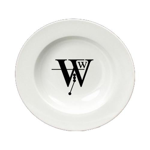 Letter W Initial Monogram Modern Round Ceramic White Soup Bowl CJ1056-W-SBW-825 by Caroline&#39;s Treasures