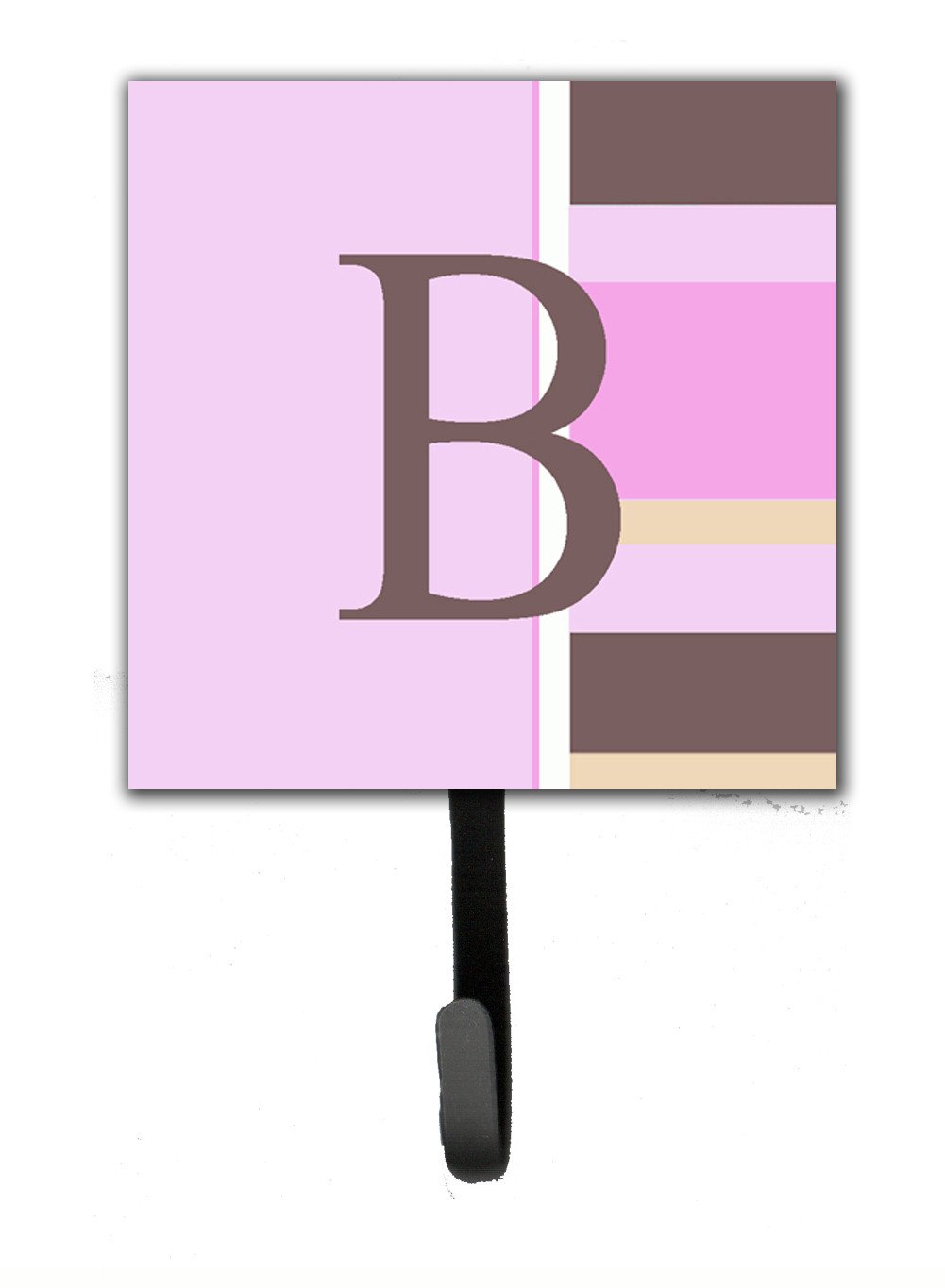 Letter B Initial Monogram - Pink Stripes Leash Holder or Key Hook by Caroline&#39;s Treasures