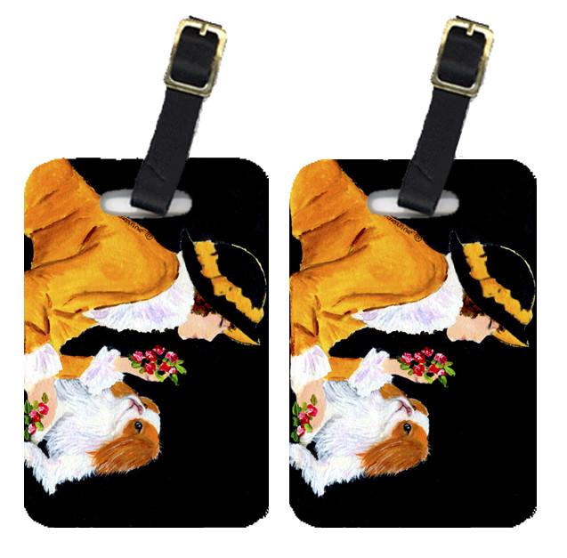 Lady with her Japanese Chin Luggage Tags Pair of 2 by Caroline&#39;s Treasures