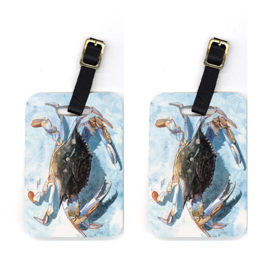 Caroline's Treasures Crab Luggage Tags – Set of 2 Durable Bag Tags with Straps
