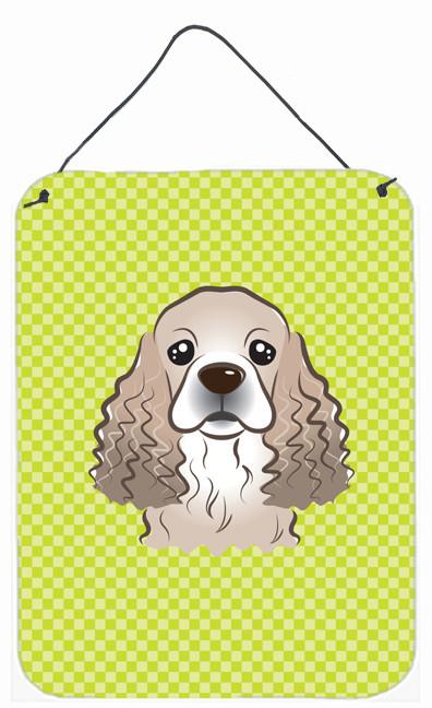 Checkerboard Lime Green Cocker Spaniel Wall or Door Hanging Prints BB1278DS1216 by Caroline's Treasures