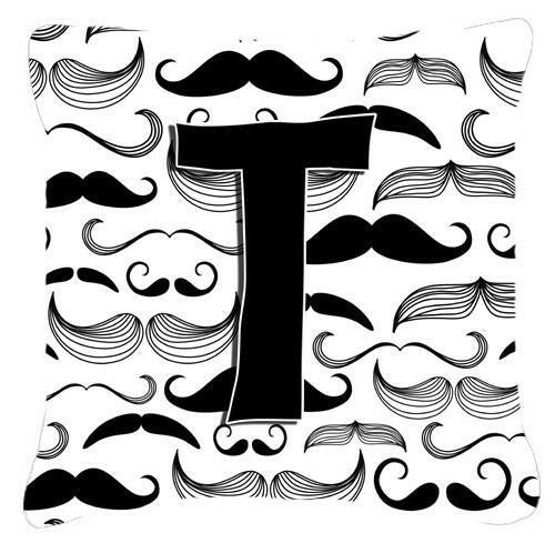 Letter T Moustache Initial Canvas Fabric Decorative Pillow CJ2009-TPW1414 by Caroline&#39;s Treasures