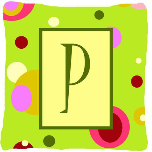 Letter P Initial Monogram - Green Decorative   Canvas Fabric Pillow - the-store.com