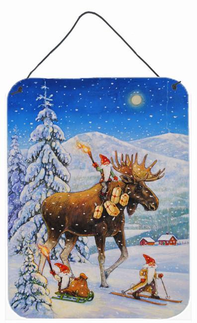 Christmas Gnome riding Reindeer Wall or Door Hanging Prints ACG0102DS1216 by Caroline's Treasures