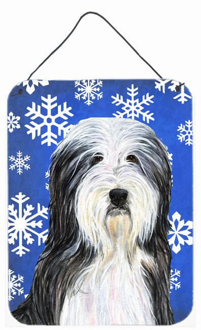 Bearded Collie Winter Snowflakes Holiday Wall or Door Hanging Prints by Caroline&#39;s Treasures