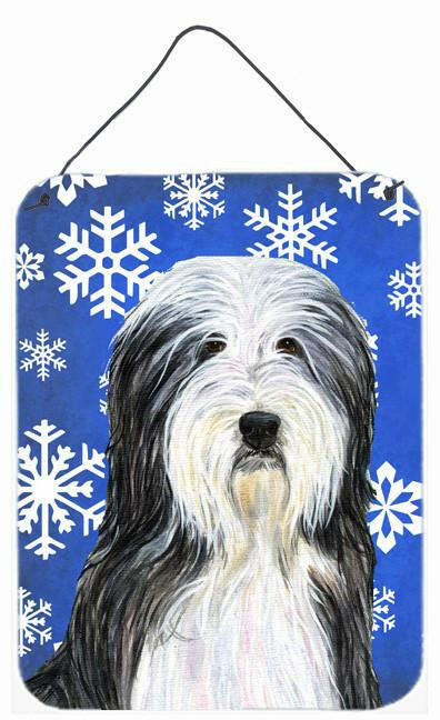 Caroline's Treasures Bearded Collie Winter Snowflakes Holiday Wall or Door Hanging Prints