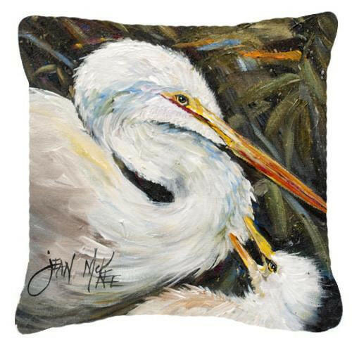 White Egret Canvas Fabric Decorative Pillow JMK1227PW1414 by Caroline's Treasures