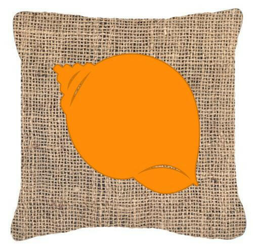 Shell Burlap and Orange   Canvas Fabric Decorative Pillow BB1099 - the-store.com