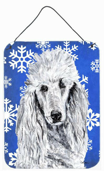 White Standard Poodle Winter Snowflakes Wall or Door Hanging Prints SC9775DS1216 by Caroline&#39;s Treasures