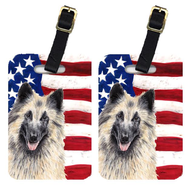Pair of USA American Flag with Belgian Tervuren Luggage Tags SC9116BT by Caroline&#39;s Treasures
