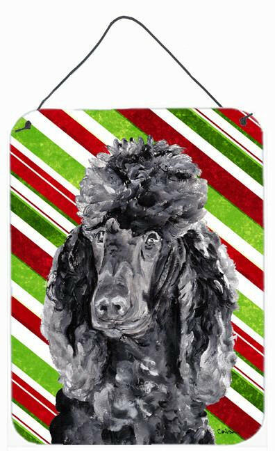 Black Standard Poodle Candy Cane Christmas Wall or Door Hanging Prints SC9794DS1216 by Caroline&#39;s Treasures