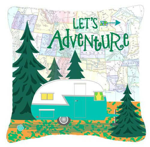 Let&#39;s Adventure Glamping Trailer Fabric Decorative Pillow VHA3003PW1414 by Caroline&#39;s Treasures