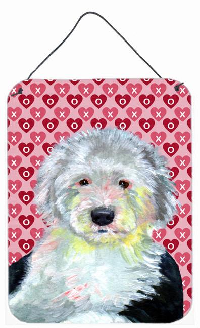 Old English Sheepdog Hearts Love and Valentine&#39;s Day Wall Door Hanging Prints by Caroline&#39;s Treasures