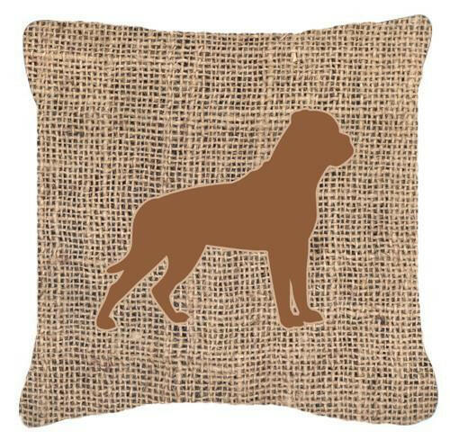 Rottweiler Burlap and Brown   Canvas Fabric Decorative Pillow BB1083 - the-store.com