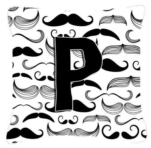 Letter P Moustache Initial Canvas Fabric Decorative Pillow CJ2009-PPW1414 by Caroline&#39;s Treasures