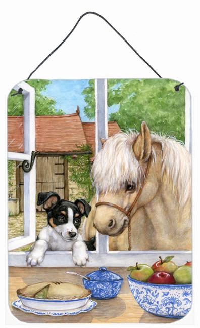 Jack Russel Puppy and Foal Horse Wall or Door Hanging Prints CDCO0379DS1216 by Caroline&#39;s Treasures