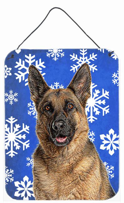 Winter Snowflakes Holiday German Shepherd Wall or Door Hanging Prints KJ1180DS1216 by Caroline&#39;s Treasures