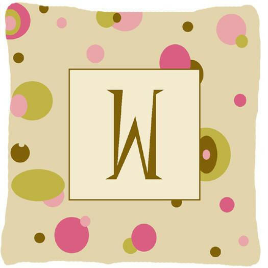 Letter W Initial Monogram - Tan Dots Decorative   Canvas Fabric Pillow - the-store.com